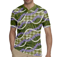 Green Hawaii Palaka Honohono Pikake Rugby Jersey Hawaiian Orchid Lei Polynesian Pattern - Polynesian Pride