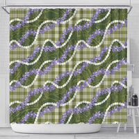 Green Hawaii Palaka Honohono Pikake Shower Curtain Hawaiian Orchid Lei Polynesian Pattern - Polynesian Pride