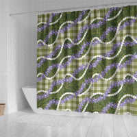 Green Hawaii Palaka Honohono Pikake Shower Curtain Hawaiian Orchid Lei Polynesian Pattern - Polynesian Pride
