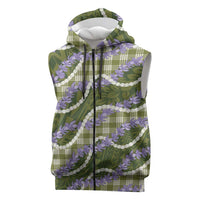 Green Hawaii Palaka Honohono Pikake Sleeveless Zip Hoodie Hawaiian Orchid Lei Polynesian Pattern LT14 Green - Polynesian Pride