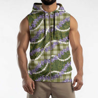 Green Hawaii Palaka Honohono Pikake Sleeveless Zip Hoodie Hawaiian Orchid Lei Polynesian Pattern - Polynesian Pride