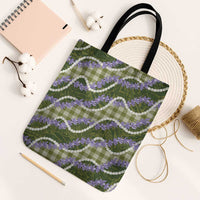 Green Hawaii Palaka Honohono Pikake Tote Bag Hawaiian Orchid Lei Polynesian Pattern - Polynesian Pride