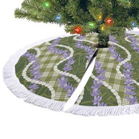 Green Hawaii Palaka Honohono Pikake Tree Skirt Hawaiian Orchid Lei Polynesian Pattern - Polynesian Pride