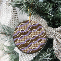 Brown Hawaii Palaka Honohono Pikake Ceramic Ornament Hawaiian Orchid Lei Polynesian Pattern - Polynesian Pride