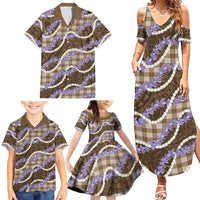 Brown Hawaii Palaka Honohono Pikake Family Matching Summer Maxi Dress and Hawaiian Shirt Hawaiian Orchid Lei Polynesian Pattern LT14 - Polynesian Pride