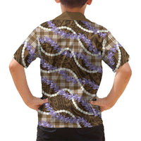 Brown Hawaii Palaka Honohono Pikake Family Matching Tank Maxi Dress and Hawaiian Shirt Hawaiian Orchid Lei Polynesian Pattern LT14 - Polynesian Pride