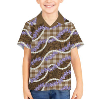 Brown Hawaii Palaka Honohono Pikake Family Matching Tank Maxi Dress and Hawaiian Shirt Hawaiian Orchid Lei Polynesian Pattern LT14 - Polynesian Pride