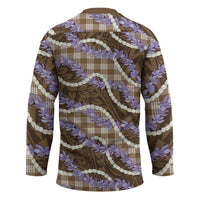 Brown Hawaii Palaka Honohono Pikake Hockey Jersey Hawaiian Orchid Lei Polynesian Pattern - Polynesian Pride