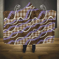 Brown Hawaii Palaka Honohono Pikake Hooded Blanket Hawaiian Orchid Lei Polynesian Pattern - Polynesian Pride