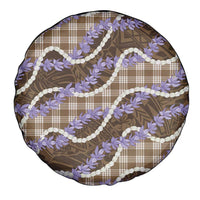 Brown Hawaii Palaka Honohono Pikake Spare Tire Cover Hawaiian Orchid Lei Polynesian Pattern - Polynesian Pride