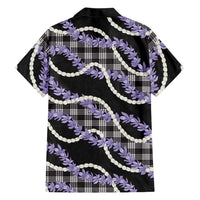 Black Hawaii Palaka Honohono Pikake Family Matching Off The Shoulder Long Sleeve Dress and Hawaiian Shirt Hawaiian Orchid Lei Polynesian Pattern LT14 - Polynesian Pride