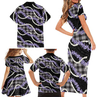 Black Hawaii Palaka Honohono Pikake Family Matching Short Sleeve Bodycon Dress and Hawaiian Shirt Hawaiian Orchid Lei Polynesian Pattern LT14 - Polynesian Pride