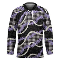 Black Hawaii Palaka Honohono Pikake Hockey Jersey Hawaiian Orchid Lei Polynesian Pattern - Polynesian Pride