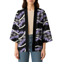Black Hawaii Palaka Honohono Pikake Kimono Hawaiian Orchid Lei Polynesian Pattern - Polynesian Pride