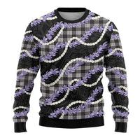 Black Hawaii Palaka Honohono Pikake Ugly Christmas Sweater Hawaiian Orchid Lei Polynesian Pattern - Polynesian Pride