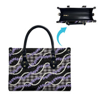 Black Hawaii Palaka Honohono Pikake Leather Bag Hawaiian Orchid Lei Polynesian Pattern - Polynesian Pride