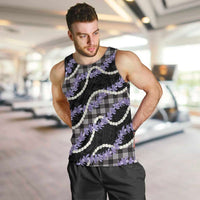 Black Hawaii Palaka Honohono Pikake Men Tank Top Hawaiian Orchid Lei Polynesian Pattern - Polynesian Pride