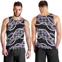 Black Hawaii Palaka Honohono Pikake Men Tank Top Hawaiian Orchid Lei Polynesian Pattern - Polynesian Pride