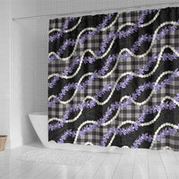 Black Hawaii Palaka Honohono Pikake Shower Curtain Hawaiian Orchid Lei Polynesian Pattern - Polynesian Pride