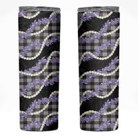 Black Hawaii Palaka Honohono Pikake Skinny Tumbler Hawaiian Orchid Lei Polynesian Pattern - Polynesian Pride