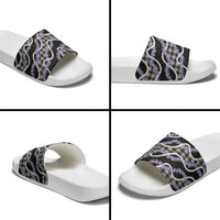 Black Hawaii Palaka Honohono Pikake Slide Sandals Hawaiian Orchid Lei Polynesian Pattern - Polynesian Pride