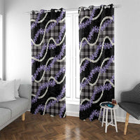 Black Hawaii Palaka Honohono Pikake Window Curtain Hawaiian Orchid Lei Polynesian Pattern - Polynesian Pride