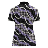Black Hawaii Palaka Honohono Pikake Women Polo Shirt Hawaiian Orchid Lei Polynesian Pattern LT14 - Polynesian Pride