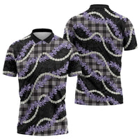 Black Hawaii Palaka Honohono Pikake Zipper Polo Shirt Hawaiian Orchid Lei Polynesian Pattern LT14 - Polynesian Pride