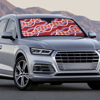 Red Hawaii Palaka Honohono Pikake Auto Sun Shade Hawaiian Orchid Lei Polynesian Pattern - Polynesian Pride