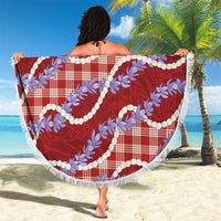 Red Hawaii Palaka Honohono Pikake Beach Blanket Hawaiian Orchid Lei Polynesian Pattern - Polynesian Pride