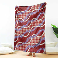 Red Hawaii Palaka Honohono Pikake Blanket Hawaiian Orchid Lei Polynesian Pattern - Polynesian Pride