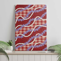 Red Hawaii Palaka Honohono Pikake Canvas Wall Art Hawaiian Orchid Lei Polynesian Pattern - Polynesian Pride