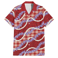 Red Hawaii Palaka Honohono Pikake Family Matching Long Sleeve Bodycon Dress and Hawaiian Shirt Hawaiian Orchid Lei Polynesian Pattern LT14 Dad's Shirt - Short Sleeve Red - Polynesian Pride