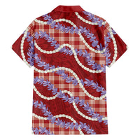 Red Hawaii Palaka Honohono Pikake Family Matching Puletasi and Hawaiian Shirt Hawaiian Orchid Lei Polynesian Pattern - Polynesian Pride