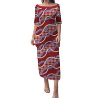 Red Hawaii Palaka Honohono Pikake Family Matching Puletasi and Hawaiian Shirt Hawaiian Orchid Lei Polynesian Pattern - Polynesian Pride