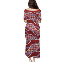 Red Hawaii Palaka Honohono Pikake Family Matching Puletasi and Hawaiian Shirt Hawaiian Orchid Lei Polynesian Pattern - Polynesian Pride