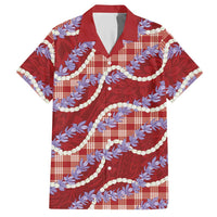 Red Hawaii Palaka Honohono Pikake Hawaiian Shirt Hawaiian Orchid Lei Polynesian Pattern - Polynesian Pride