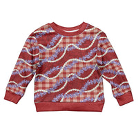 Red Hawaii Palaka Honohono Pikake Kid Ugly Christmas Sweater Hawaiian Orchid Lei Polynesian Pattern - Polynesian Pride