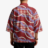 Red Hawaii Palaka Honohono Pikake Kimono Hawaiian Orchid Lei Polynesian Pattern - Polynesian Pride