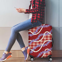 Red Hawaii Palaka Honohono Pikake Luggage Cover Hawaiian Orchid Lei Polynesian Pattern - Polynesian Pride