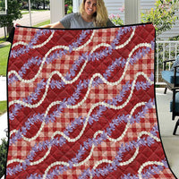 Red Hawaii Palaka Honohono Pikake Quilt Hawaiian Orchid Lei Polynesian Pattern - Polynesian Pride