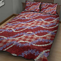 Red Hawaii Palaka Honohono Pikake Quilt Bed Set Hawaiian Orchid Lei Polynesian Pattern - Polynesian Pride