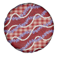 Red Hawaii Palaka Honohono Pikake Spare Tire Cover Hawaiian Orchid Lei Polynesian Pattern - Polynesian Pride