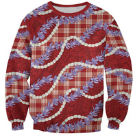 Red Hawaii Palaka Honohono Pikake Sweatshirt Hawaiian Orchid Lei Polynesian Pattern - Polynesian Pride