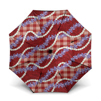 Red Hawaii Palaka Honohono Pikake Umbrella Hawaiian Orchid Lei Polynesian Pattern - Polynesian Pride