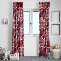 Red Hawaii Palaka Honohono Pikake Window Curtain Hawaiian Orchid Lei Polynesian Pattern - Polynesian Pride