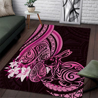 Pink Polynesia Easter Day Area Rug Eggs With Bunny Polynesian Pattern