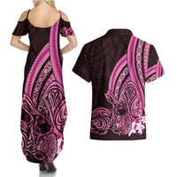 Pink Polynesia Easter Day Couples Matching Summer Maxi Dress and Hawaiian Shirt Eggs With Bunny Polynesian Pattern LT14 - Polynesian Pride