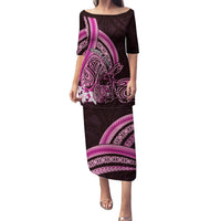 Pink Polynesia Easter Day Family Matching Puletasi and Hawaiian Shirt Eggs With Bunny Polynesian Pattern LT14 Mom's Dress Pink - Polynesian Pride