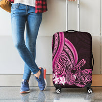 Pink Polynesia Easter Day Luggage Cover Eggs With Bunny Polynesian Pattern